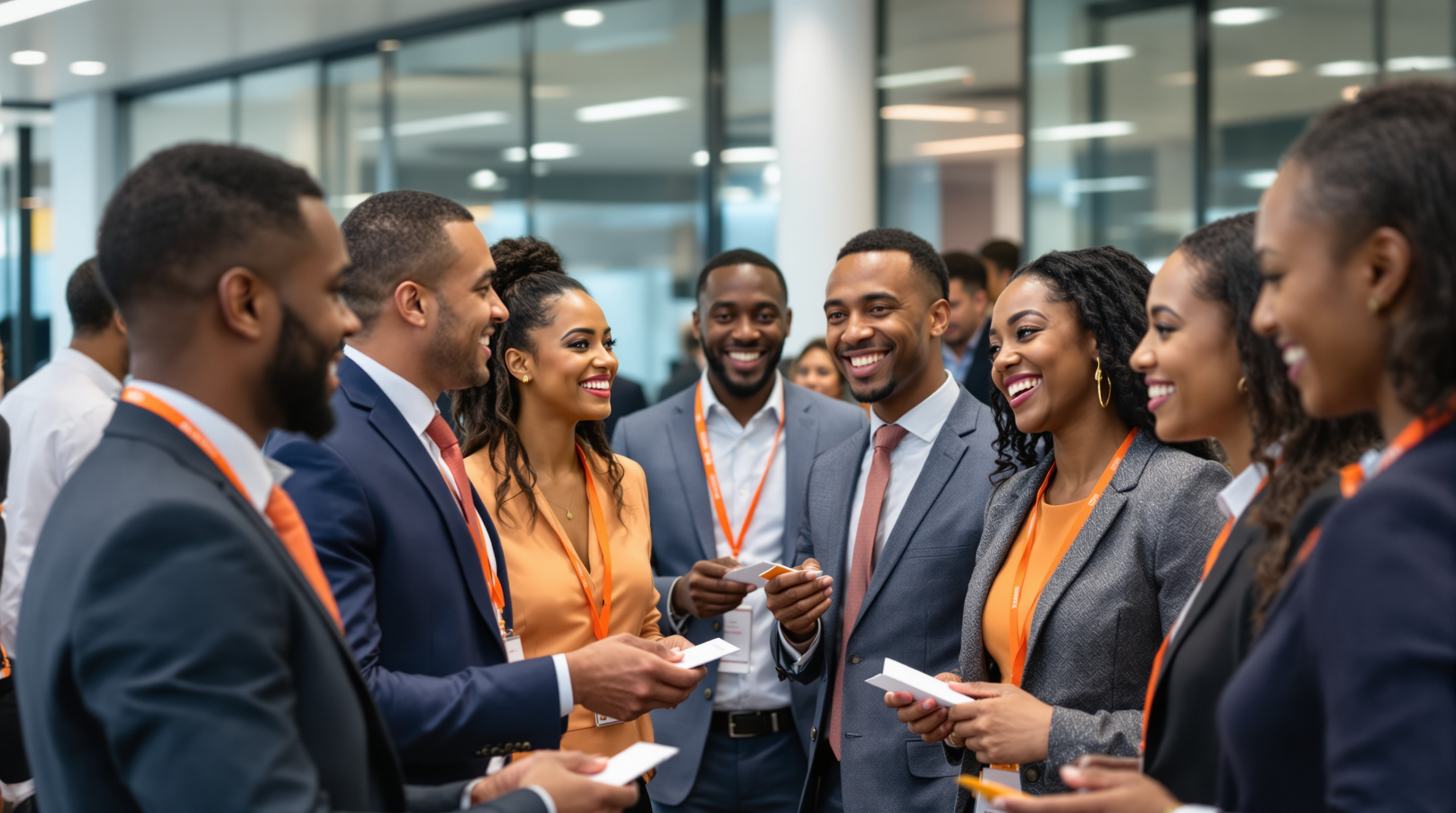Alumni professionals networking at career event