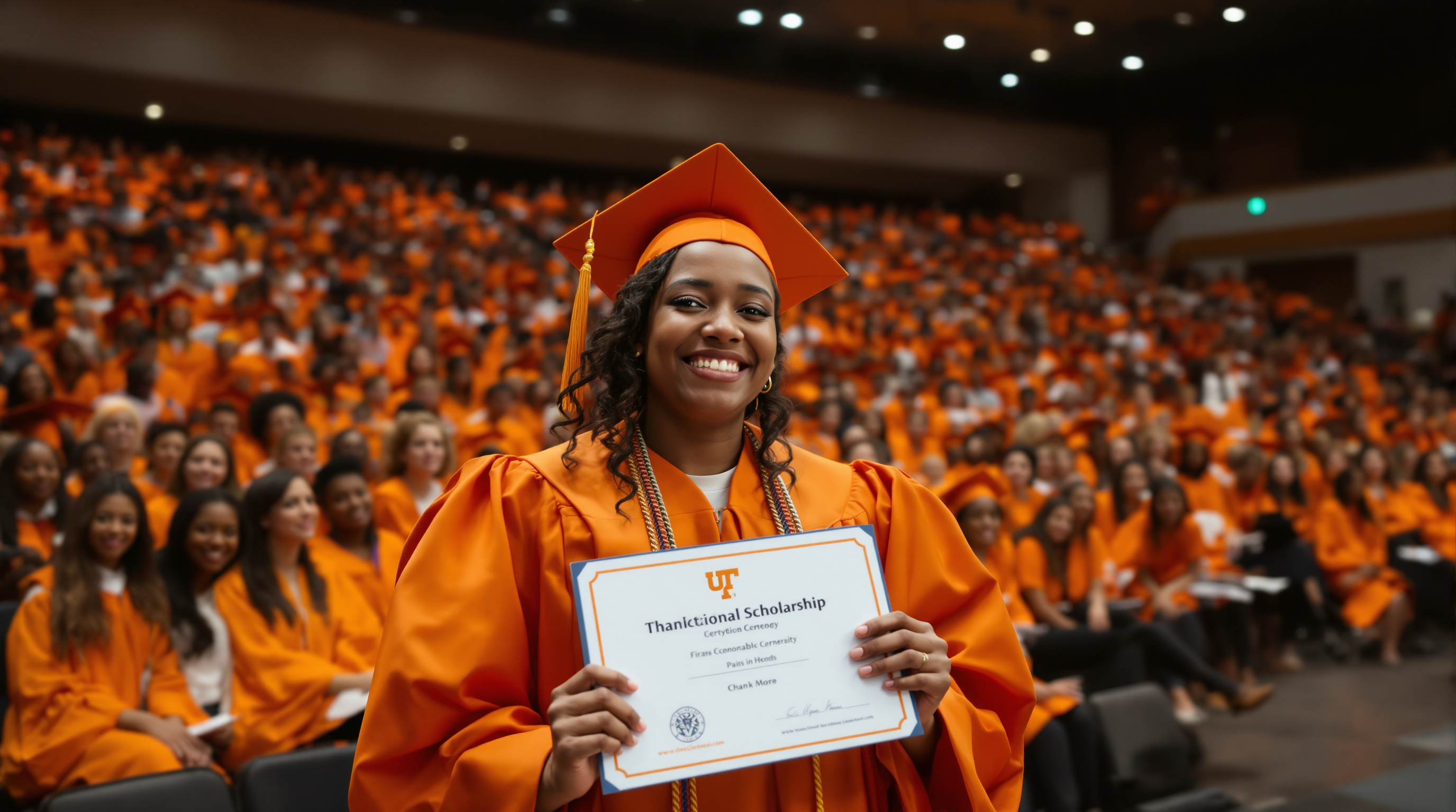 UT scholarship recipient at awards ceremony